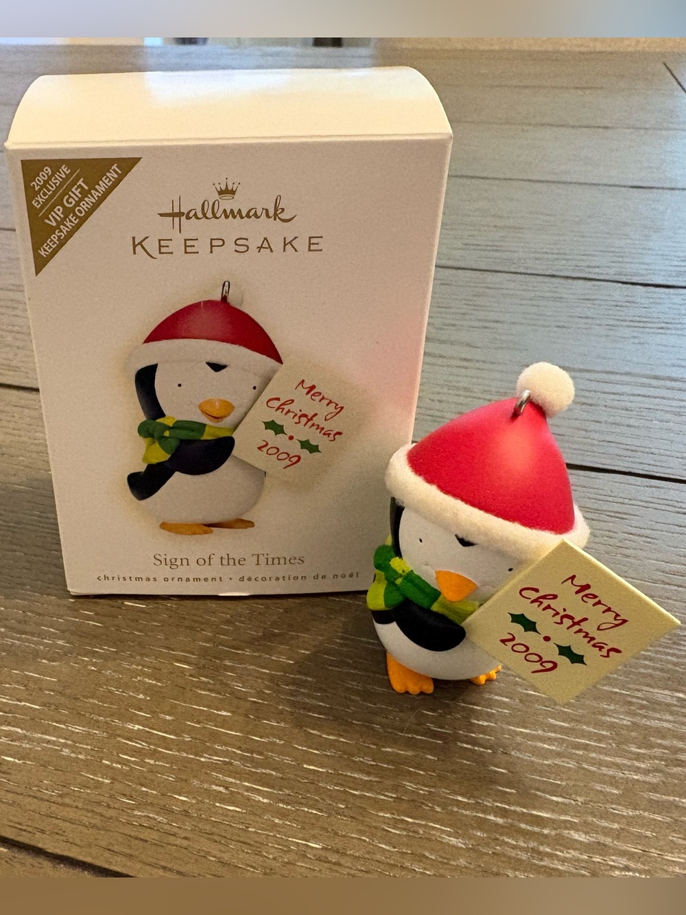 Hallmark Keepsake 'Sign of the Times' Red Penguin Christmas Ornament
